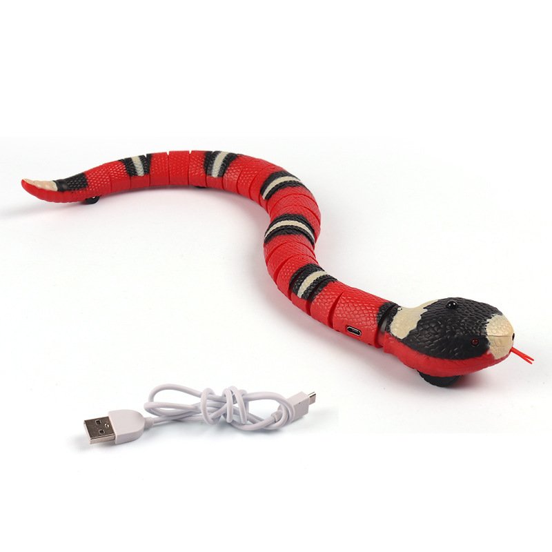 Interactive electric sensing snake cat toy