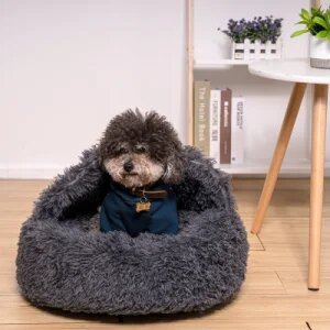 Luxury Long Plush Warm Soft Colorful Round Cat Puppy Pet Bed with Cover