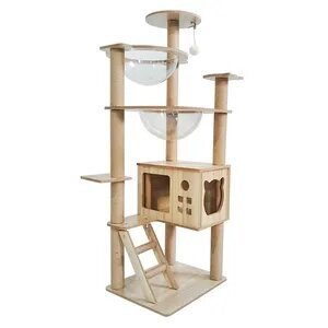 Pet Cat Tree with Space Pod and Sisal Scratching Post Large Cat Bed