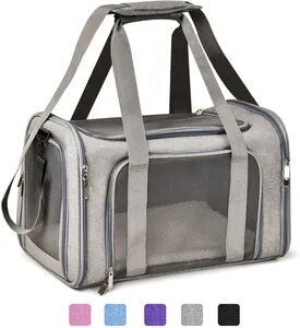 Expandable Foldable Pet Carrier Bag for Travel with Breathable Mesh