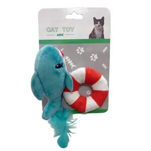 Colorful Marine-Themed Plush Cat Toy for Interactive Leisure Activities